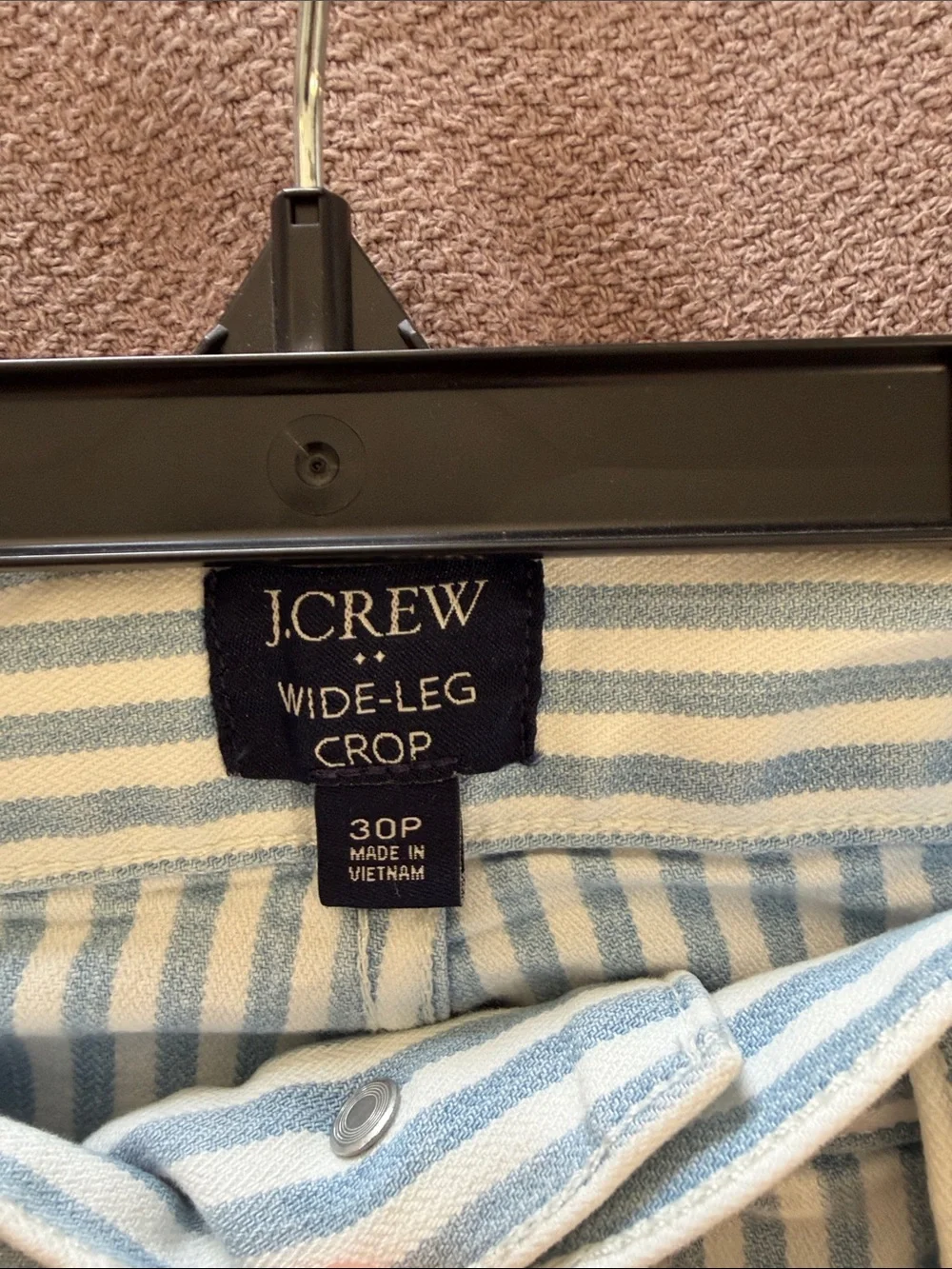 J. Crew Light Blue & White Striped wide leg crop pants